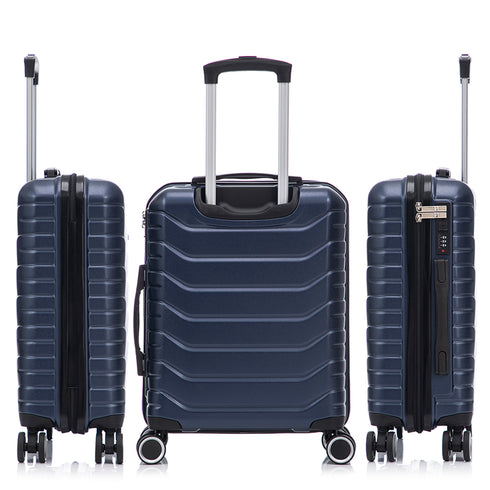 RAYKONG Maleta de Cabina 55x40x20cm Policarbonato (40L) semirígida Trolley pequeño Equipaje de Mano 4 Ruedas giratorios a 360º Cierre numérico-Azulmarino